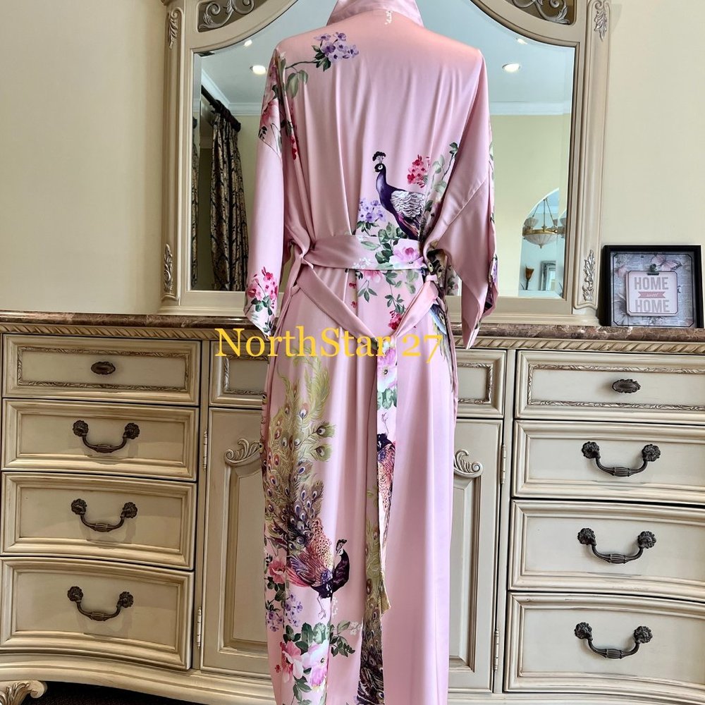 Women Plus Size Kimono Silky Satin Dressing Gown